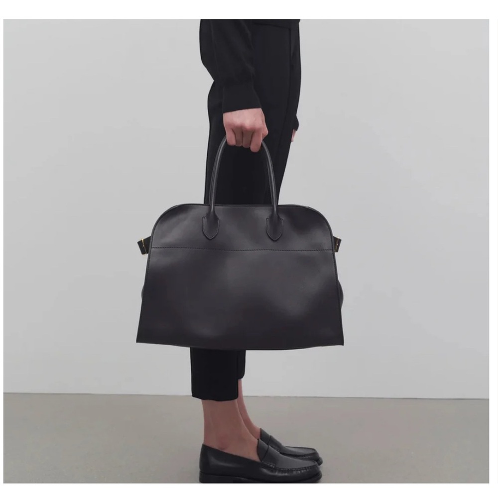 Classic Black Leather Top-Handle Tote - Women's Bag